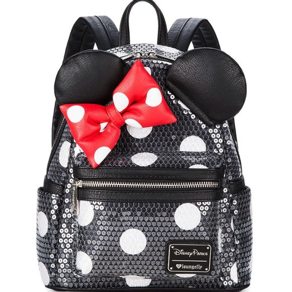 Loungefly Disney Parks Minnie Mouse Black Sequin Mini Backpack - NWT